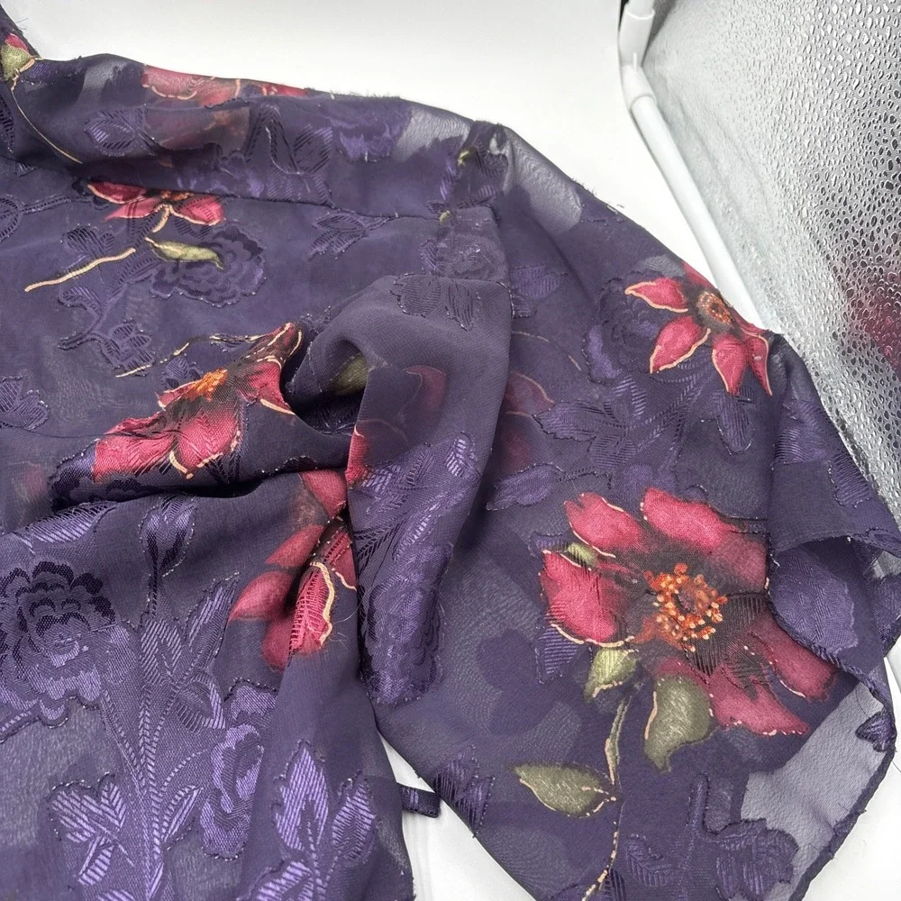 Secret Treasures Lingerie‎ Cover Robe Shawl Purple Floral Pattern 100% Polyester